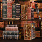 MiniCity Book Nook Kit, DIY Miniature Dollhouse Booknook Kit, 3D Wooden Puzzle Bookend Bookshelf Insert Decor with LED Light for Teens and Adults (Abbey Library) - style: Abbey Library