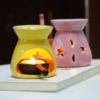 Purple Ceramic Essential Oil Burner Tealight Candle Holder Decorative Aroma Diffuser - color: Purple