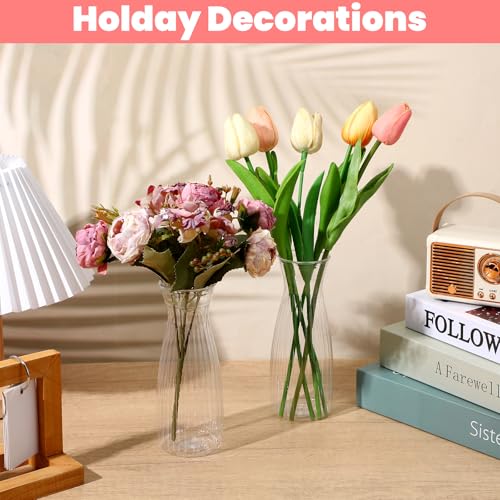 20 Pcs Plastic Bud Vases Bulk Small Plastic Vases, Clear Container for Flowers Height Shatterproof Bud Vase, Mini Vintage Floral Vase for Home Decor, Living Room, Office Decoration, Housewarming Party