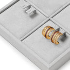 Microfiber 4 Slots Jewelry Earring Display Tray Earring Display Organizer Tray(Gray) - size: 5.5" x 5.5" x 0.78"
