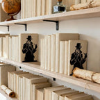 Peacoblue Metal Bookends for Shelves, Modern Decorative Heavy Duty Study Book Ends Stoppers for Office Desk Shelf Room 5.3"x4.3"x7.9" Cast Iron Tall Bookends 1 Pair (Detective with Magnifying Glass) - style: Detective with Magnifying Glass