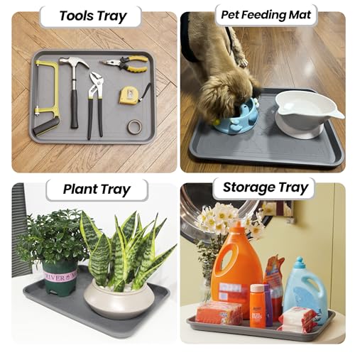 Boot Tray for Entryway Indoor, Heavy Duty Shoe Mat Tray 2 Packs, 16.7"x12.8" Waterproof Shoes Trays with Raised Edge, Outdoor Multi-Purpose Mats for Boots, Garden, Pets - color: Gray, size: (2Pack) 16.7''x 12.8''