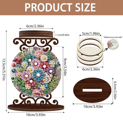ARTopet DIY Diamond Art Painting Candlestick Holders Wooden Desk Candle Holder Ornament Double Sided Diamond Tabletop Ornaments for Home Decor-Flower - color: Flower
