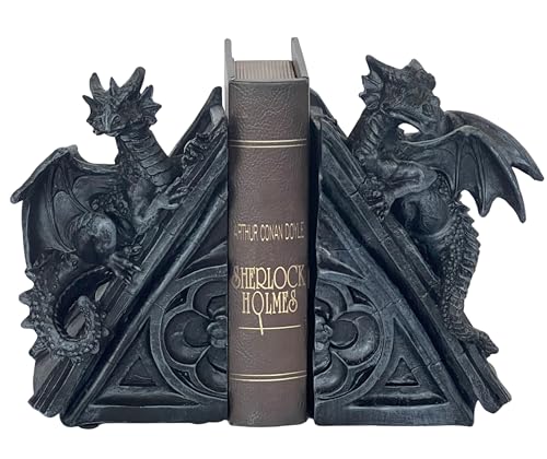 Bellaa Gothic Dragon Stone Finish Medieval Bookends - color: Z Black