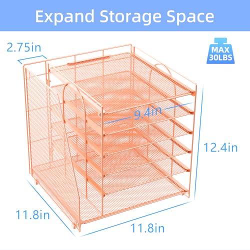gianotter 6-Tier Paper Organizer With Magazine Holder, Desk Organizers and Accessories, Desk Accessories & Workspace Organizers, File Organizer for Office Supplies Storag (Rose Gold, 6-Tier) - color: Rose Gold, size: 6-Tier