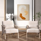 INZOY Mid Century Modern Chair with Wood Frame, Upholstered Armchair with Waist Cushion, Accent Chair for Living Room Bedroom Apartment, Easy Assembly, Beige - color: Beige