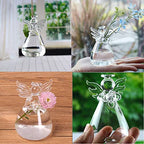 Angel Design Glass Vases Clear Flower Plant Terrarium Container Hanging Vase Wedding Decor Garden Ornaments Hanging Planter (Pack of 10) - size: 10 pcs