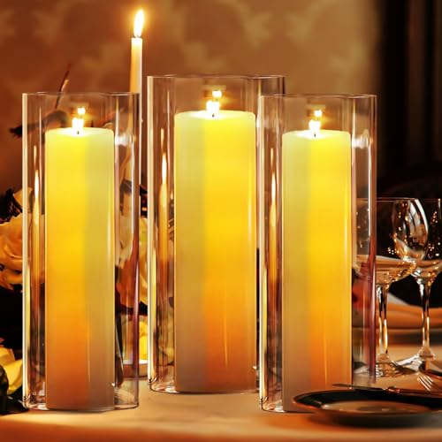 Humicane Candle Holder,Open Ended Glass Candleholder Multiple Size Choices,Clear Cylinder GlassCandle Holder for Wedding Centerpieces,Home Decor(3pcs:8x4", 3pcs: 8x3.5") - size: 4''×8''H 6PCS