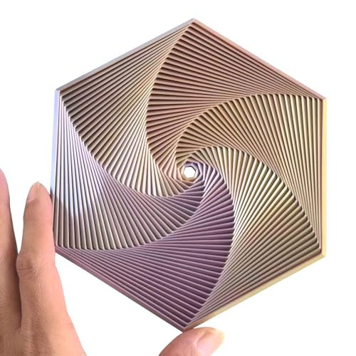 Fractal Fidget Hexagon - Suitable for Relieving Stress, Anxiety, and Tension | Autism, ADHD | Desk Adult Fidgeting Stress Relief Gift (Golden Purple Orange 35 Rings) - color: Golden Purple Orange 35 Rings