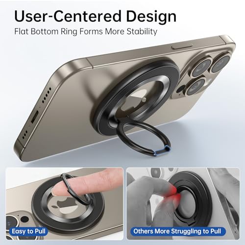 SYNCWIRE Magnetic Phone Ring Holder for MagSafe, 360° Rotation Cell Phone Grip Stand Finger Ring Kickstand Two-Sided Magnet Compatible with iPhone 17 Pro Max 16 15 14 13 12 MagSafe Accessories - color: Single Ring-1PCS-Titanium Blue