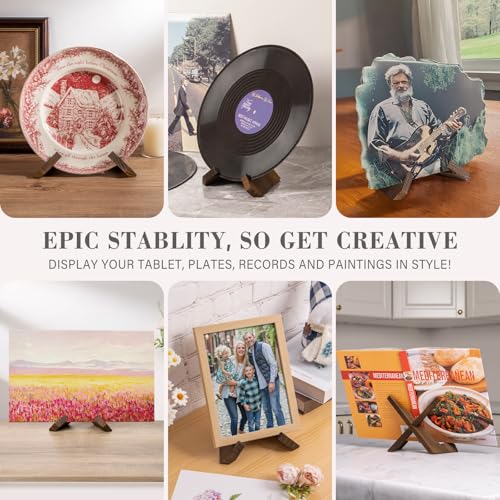 ANBOXIT Plate Stand for Display - 6.5 Inch Plate Holder Display Stand, Wooden Picture Frame Holder, Decorative Table Top Easels