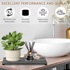 3PCS Water Absorbing Stone Tray, DryingNeat Diatomite Stone Sink Tray, Instant Dry Sink Coasters, Kitchen Sponge Hand Soap Holder, Countertop Fast Drying Counter Trays,8 * 4inch and 4 * 4inch - color: 1pcs 21×10cm + 2pcs 10×10cm Dark Gray Stripe