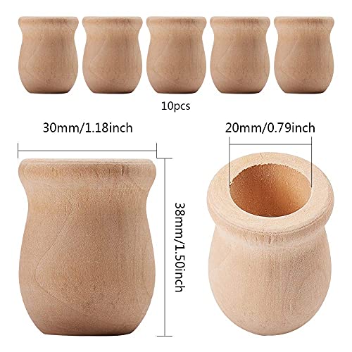 GORGECRAFT 1.5 Inch 10pcs Unfinished Blank Wooden Vase Flower Vase Candle Cups Handmade Natural Flower Container Candle Holders Candlesticks DIY Painting Decor for Hand Painting Crafts Home Decor - size: 1.5x1.18inch,0.79inch