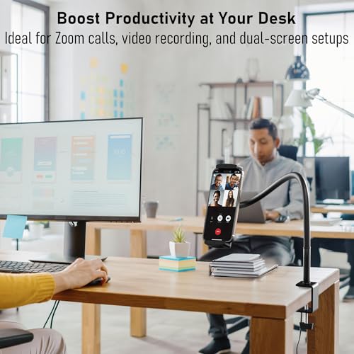 Tablet Stand for Desk, Gooseneck iPad Holder Clamp Mount, 360° Adjustable Arm Mount for iPad Pro/Air/Mini, Kindle Fire, Galaxy Tabs, 4.7"-13.5" Tablets, for Kitchen, Work, Video Call, Bed