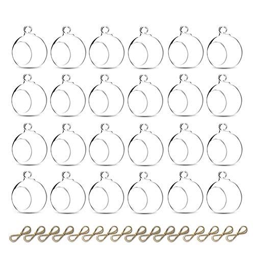 Sziqiqi Hanging Glass Globes Orbs Tea Light Candle Holders fillable with Trinkets for Wedding Ornaments, Wedding Birthday Christmas Party Centerpiece Accessory 2.36inch 20pcs +4 Extra - color: Without Led, size: 24pcs