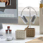 Abstract Square Face Pen Holder, Modern and Minimalistic Desk Accessories (Matte Crème) - color: Matte Crème