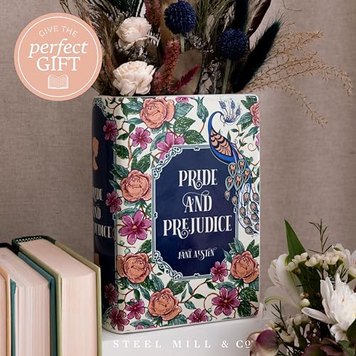 Steel Mill & Co Original Book-Shaped Decorative Vase, Ceramic Vases for Home Decor, Cute Bookshelf Decor, Unique Vase for Book Lovers (Large - Pride and Prejudice) - color: Pride and Prejudice