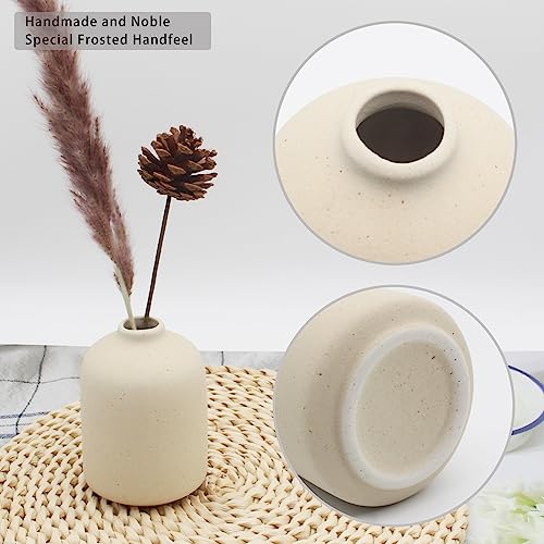 YANLING 6 Pack Small Vase for Flowers Boho Vases for Home Decor, Modern Light Yellow Ceramic Vases for Pampas Grass Simple Shelf Vase, Bud Vases for Wedding Dinner Table Party - color: Light Yellow-b, size: 6 Pack-Small