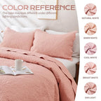 JYHOPE Grayish Purple Twin Quilt Set 68x90 Lightweight Microfabric Bedspread, 3-Piece Quilt Bedding with Pillow Shams, Summer Cooling Quilts, Ribbon Wrapped Gift - color: Leaf Pattern-grayish Purple, size: Twin(68x90)