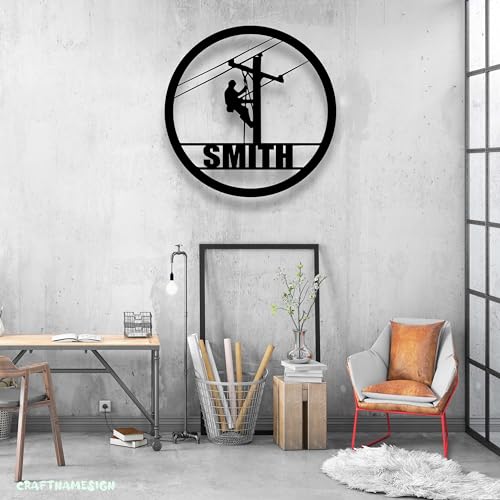 Personalized Lineman Metal Sign, Custom Name Wall Art, Home Decor, Lineman Gift, Custom Metal Sign Wall Decor, Handmade, Room Decor, Wall Hanging (04 Lineman) - color: 04 Lineman
