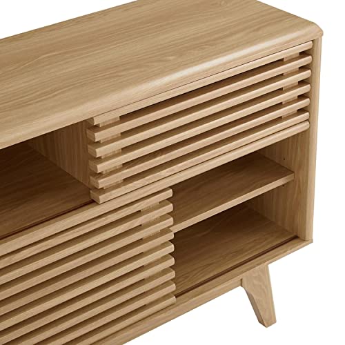 Modway Render Mid-Century Modern Two-Tier Display Stand in Oak - color: Oak