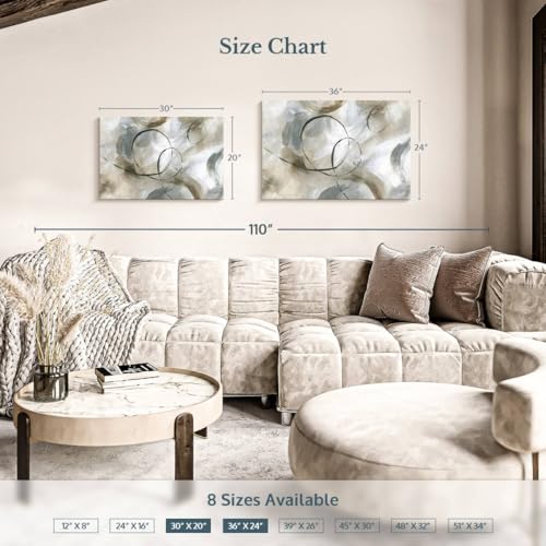 ElephantStock Allegro Canvas - 1 Panel Neutral Abstract Art Wall Decor - Printed Neutral Wall Painting Decor -Abstract Canvas Wall Art for Living Room - by Nan - 30" X 20" - color: Allegro single piece, size: 30"L x 20"W