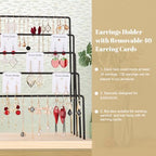 Earring Display Stand for Selling, Earring Rack Display Holder with 40 Earring Cards, 5 Tiers Jewelry Display for Vendors