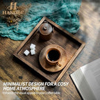 Hanobe Serving Tray Decor for Table: Small Wood Decorative Trays for Ottoman Coffee Tables - Farmhouse Square Wooden Centerpiece for Kitchen Counter Home Living Room 10inch Brown