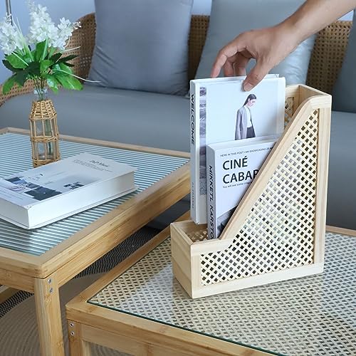 SHCMSADO Bamboo Decorative Bookends Wooden Creative Book Ends for Shelves Desktop Newspaper Magazine File Holder for Office/Home/School