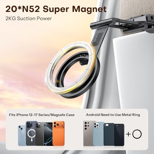 OMOTON TP02 360°Rotating for MagSafe Tripod, New Upgrade with 1/4" Screw Arca, Adjustable Magnetic Phone Tripod for iPhone 17/16/15 Pro Max Air, Foldable Selfie Stick Fits Vlog, Gym, Black Pro - color: 6-Black Pro
