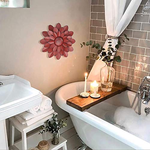 EASICUTI Coral Multiple Layer Metal Flower Wall Art Decor Hanging For Indoor Outdoor Home Bathroom Kitchen Dining Room Bedroom Living Room Farmhouse Or Wall Sculptures 12 Inch - color: Coral