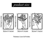CHENGU 3 Pieces Metal Minimalist Abstract Woman Wall Art Line Drawing Wall Art Decor Single Line Female Home Hanging for Kitchen Bathroom Living Room - style: Leaf Style