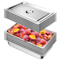 Hotel Pan with Lids 6 Pack Full Size 4" Deep Stainless Steel Steam Table Pan, Commercial Food Pans for Catering Buffet Chafing Dish Pans Metal Steam Tray (1/1 Full Size x 4 Inch Deep, 6 Pack) - color: Full Size, size: 4" Deep