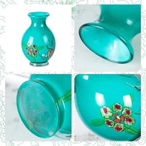 KAMMAK Colored Glass Vase, Beautiful Hand Blown Decorative Vase, Modern Art Vase for Flower Mantle Dining Table Centerpiece, Entryway Living Room Wedding Decoration (JG2057) - style: JG02057