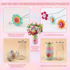Mostop Poke-in Art Flower Bouquet DIY Craft Kit for Girls Age 4-5 6-7 8-12, Mess-Free Button Felt Flower Making Set, Creative Activity Educational Birthday Gift Toys for 6-8 8-10 Year Old Kids
