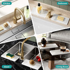 Water Absorbing Stone Tray, Quick Drying Diatomite Bathroom Tray Countertop, Stone Drying Mat for Kitchen Counter, Soap Dish Dispenser Vanity Organizer, White-B-8.3" x 4" - color: White B