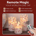 Eywamage Christmas Glass Flameless Pillar Candles with Remote, Flickering LED Battery Candles Bear Holiday Winter Table Decor Gift Set of 3 - color: Bear