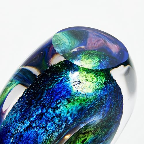 Luxury Lane Hand Blown Abstract Hollow Tear Drop Sommerso Art Glass Sculpture for Home Decor 14 inch Tall Centerpiece Table Decoration - size: 14" tall