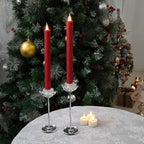 Flameless Taper Candles Flickering with Remote and Timer, 3D Moving Flame Taper Candle Battery Operated to 400 Hours, 9 Inch Window Candles, (Glittter Red) - color: Glittter Red