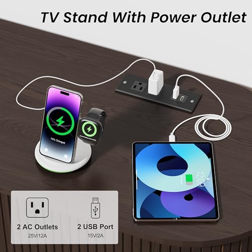 DHH 63 Inch Mid Century Modern TV Stand with Power Outlet for TVs up to 70 Inch, Entertainment Center with Storage and Adjustable Shelves, Media Console with Sliding Doors for Living Room(Dark Walnut) - color: Dark Walnut, size: 63 Inch