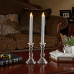 Flameless Taper Candles Flickering with Remote and Timer, 3D Moving Flame Taper Candle Battery Operated to 400 Hours, 9 Inch Window Candles, (White) - color: White