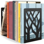 MaxGear Book Ends Tree Design Modern Bookends for Shelves, Non-Skid Bookend, Heavy Duty Metal Book Stopper for Books/DVDs, Decorative CD Holder & Video Game Organizer, 7 x 4.7 x 3.5”, Black - size: 1 Pair