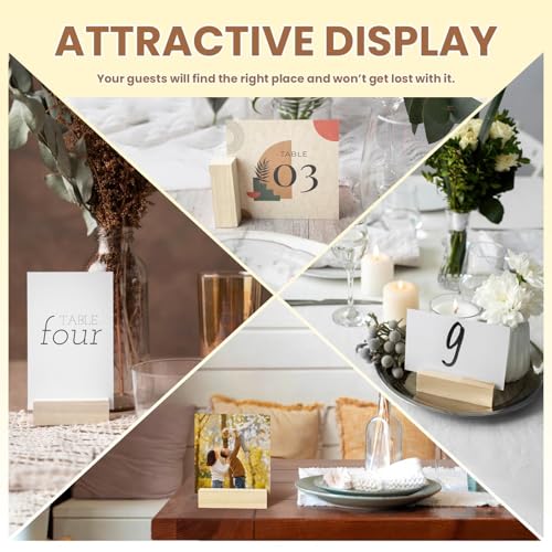 60Pcs 2.75x1.38 Inches Wood Table Number Stands Wood Place Card Holders Picture Holder Acrylic Sign Holdersr for Ceremony Birthday Party Home Decoration ﻿ - size: 2.75" 60pcs