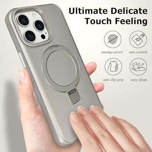 ankofave for iPhone 14 Pro Max Case with Magnetic Invisible Stand, Matte Luxury Metallic Luster, 3.0 mm Thick Protection Hard PC Scratch-Resistant Phone Case for iPhone 14 Pro Max 6.7", Titanium Gray - color: Titanium Gray, size: iPhone 14 Pro Max