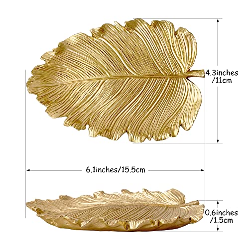 Jewelry Dish, Resin Small Leaf Shaped Ring Holder Jewelry Organizer, Trinket Dish Mini Tray for Christmas Birthday Wedding Gifts - color: Elm Leaf