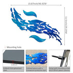 LiveInUrban Coastal Wall Art School of Fish Metal Wall Sculptures, Ocean Beach Themed Metal Hanging Home Decoration 3PCS 15.9"x11.5" - color: school of fish