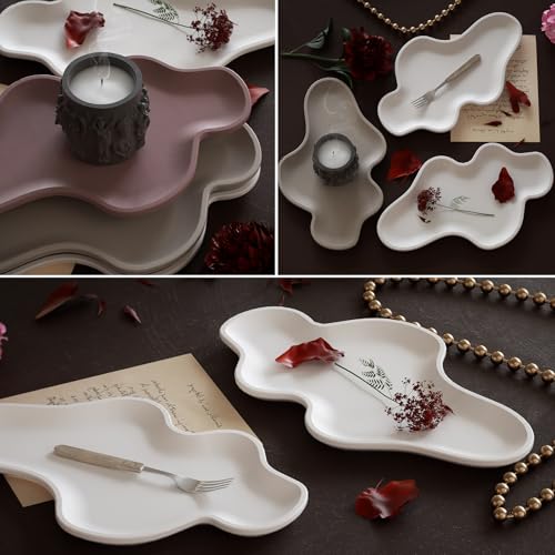 Wehous Large Irregular Tray Resin Concrete Molds, Cloud Shape Tray Silicone Mold, Creative Storage Container Trinket Jewelry Plate Dish Vanity Candle Holder Epoxy Casting Mold Wedding Christmas Decor