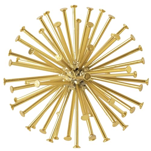 4.5” Metal Spike Sphere Tabletop Decor, Gold Geometric Decorative Ball, Abstract Sculpture Table Decorations for Home, Art Decor Orb for Living Room Bedroom Office - color: Gold Spike-4.5 in