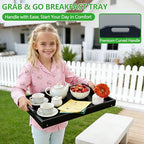 2 Pack Bed Tray Table Breakfast Trays Serving Tray Bamboo Bed Laptap with Floding Legs Handles and Phone Holders - style: 2 pack(Black)