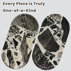 11.8 x 5.9 Inch Oval Black and White Natural Marble Tray for Bathroom Vanity, Solid Stone Perfume Organizer and Decorative Kitchen Countertop Trays